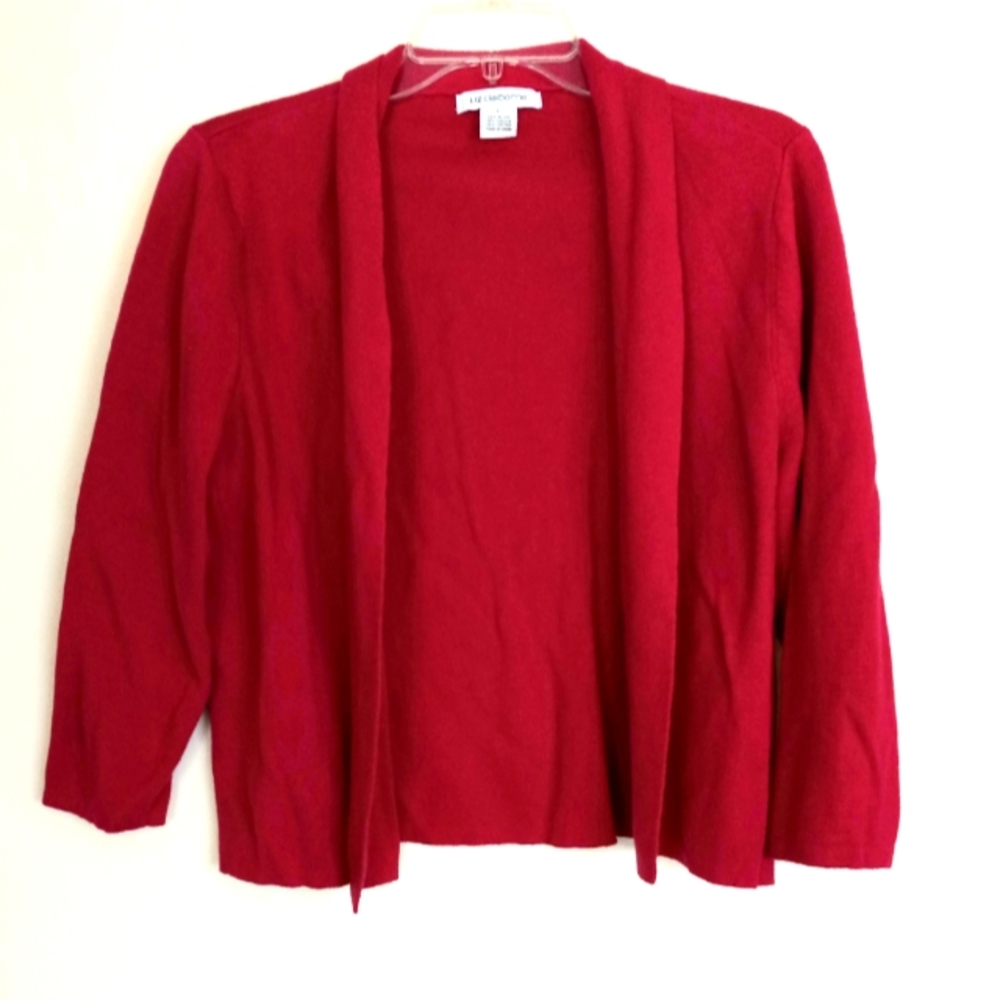Liz Claiborne size L pink open cardigan with 3/4 sleeves